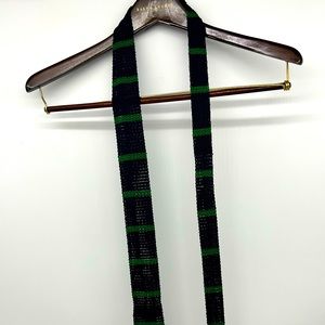 NWT Polo Ralph Lauren Hand Made Navy Blue w. Green Stripe Knit Silk Tie
